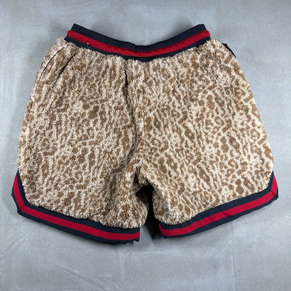 Nike Mens XXL Leopard Faux Fur Fleece Basketball Shorts Tan Red Black BV3624-247